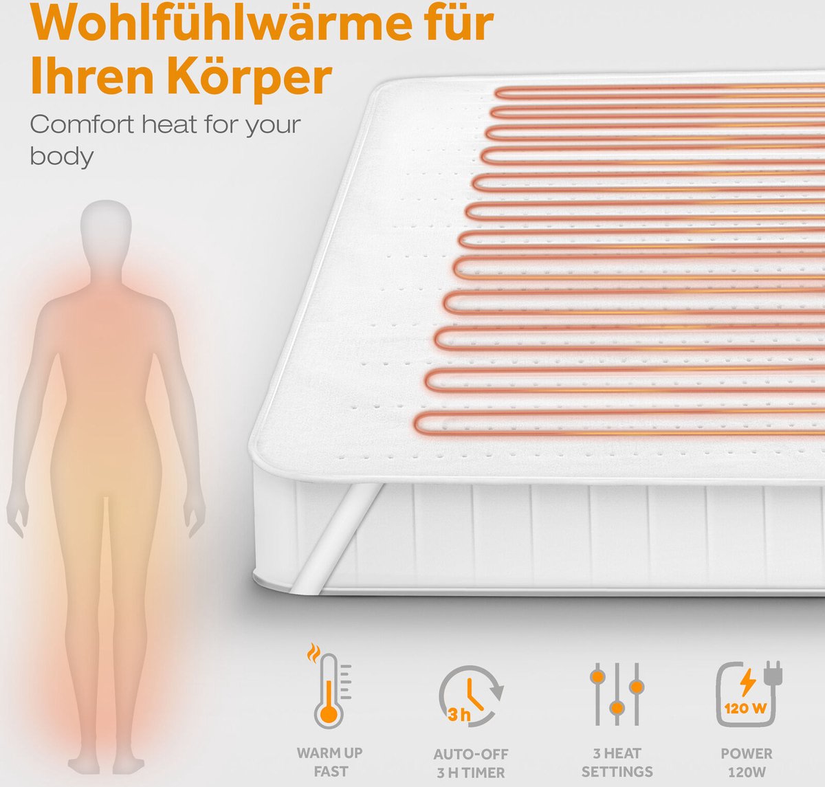 DWD Warmteonderbed 160x140 cm met 2 Temperatuurzones - afbeelding 3