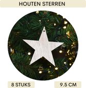 Houten sterren | Bundel 8 stuks | Hout | Stars | Kerstversiering | Kerstboom ster | incl. haakjes