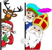 Gluur raamstickers combinatievel Sint & Piet, Kerstman & Rendier - Kerstmis - Rendier - Sinterklaas - Sint en Piet - Kerstman - Decembermaand - Statisch folie - Raamsticker