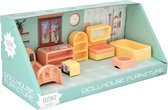 ELFIKI Poppenhuis Meubels - Slaapkamer & Badkamer Accessoires - 7 Delige Set - Poppenhuis Inrichting - Duurzaam Speelgoed - Meisjes Speelgoed