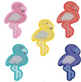 Diamond Painting Sleutelhangers - Set 5 Stuks - Flamingo's
