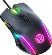 Technite G901 RGB Gaming muis - Bedrade muis - Game muis - 7 knoppen - RGB - 800 tot 6400 DPI - Zwart