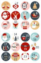 Sluitsticker - Sluitzegel – Advent Kalender | Rood - Beige - Blauw - Rose | Genummerd – Aftellen | Winter – Sneeuw - Kerst - Merry Christmas – Feestdagen – Sinterklaas | Envelop -
