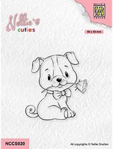 NCCS020 Nellie Snellen - clearstamp Nellie's Cuties - A rose for you - stempel hond met roos