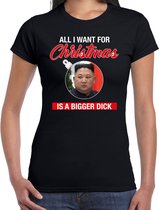 Kim Jong-un All I want for Christmas fout Kerst shirt - zwart - dames - Kerst  t-shirt / Kerst outfit XS