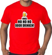 Grote maten niks ho ho ho bier doordrinken fout Kerst t-shirt - rood - heren - Kerst shirt / Kerst outfit 3XL