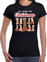 All I want for Christmas / piemels fout Kerst t-shirt - zwart - dames - Kerst t-shirt / Kerst outfit L