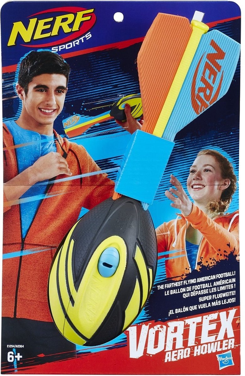 Hasbro Nerf N-Sports Vortex Aero Howler Football – Pelota De Fútbol Con Silbido, Para Niños De 6 Años, Verde Y Plata