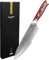 Shinrai Japan™ - Mahogany Red Series - Couteau de chef 20 cm - Couteau de chef - Couteau Damas - Couteaux japonais - Livré dans un coffret cadeau de luxe