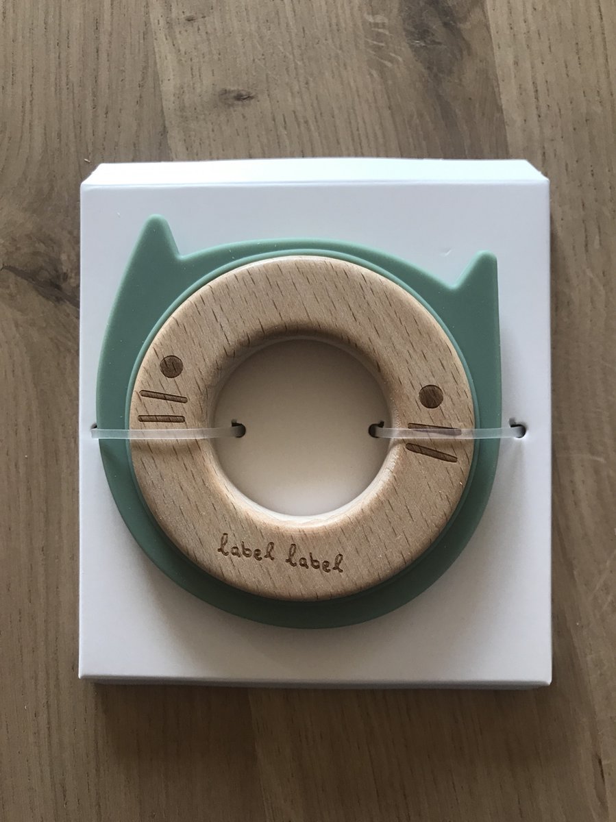 Label Label Kat Groen Hout & Silicone Bijtring LLST-15072