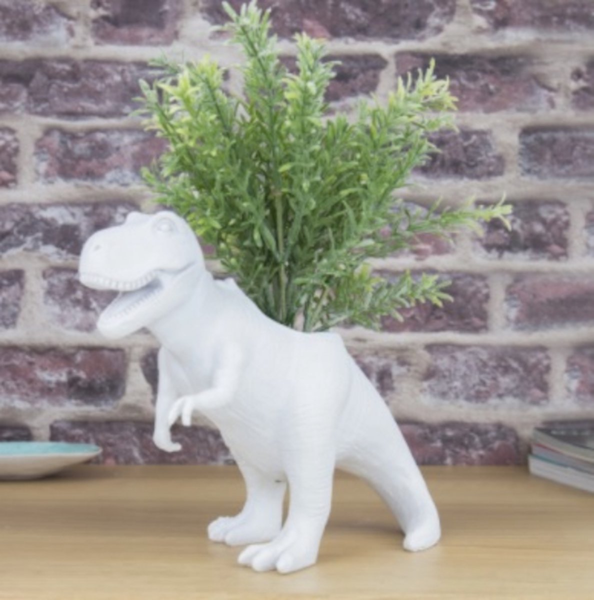 T-REX Planter - Plantenpot Dinosaurus - T-rex Plantenbak - Wit