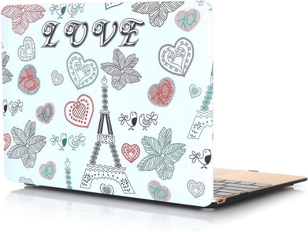 Macbook 12 inch case van By Qubix - Love paris - Macbook hoes Alleen geschikt voor Macbook 12 inch (model nummer: A1534, zie onderzijde laptop) - Eenvoudig te bevestigen macbook cover!