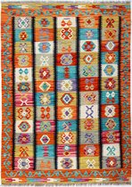 Afghaanse kelim - vloerkleed - 121 x 178 cm - handgeweven - 100% wol - handgesponnen wol