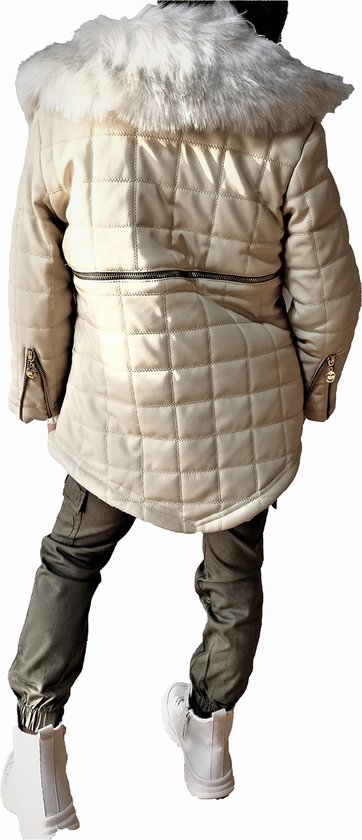 manteau d'hiver fille chaud doublé manteau fille avec imitation laine de mouton - col imitation fourrure simili cuir - noir, 110/116 6 ans
