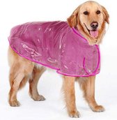 Regenjas hond - maat L - roze - waterdicht - hondenjas - met buikband - verstelbaar met drukknopen - regenjas voor honden - hondenkleding - voor kleine honden tot 5 kg - ruglengte: 35 cm