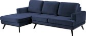 Nory L 2-zitsbank met chaise longue en zwarte poten.