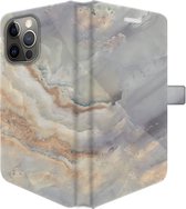 Apple iPhone 13 Pro Telefoonhoesje - Portemonneehoesje  - Met pasjeshouder - Met Marmerprint - Marmer - Goud
