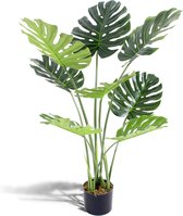 Monstera kunstplant - deliciosa - gatenplant - voor binnen en buiten - in pot - Moederdag cadeautje - 90 cm