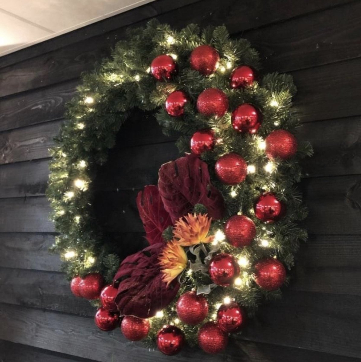 Kanoauo Buiten Kerstkrans met Verlichting - Decoratieve Kerstkrans Met