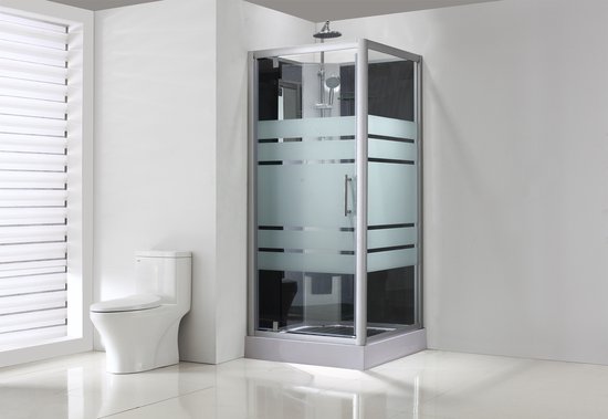 Bally Thermo Cabine De Douche Complète 90x90x218cm Aluminium 5mm Verre De Sécurité Anticalcaire Avec Revêtement NANO