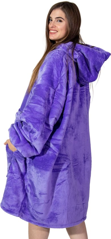 Couverture portable Comfies® - Blanket à capuche huggle - Surdimensionné - Oodie - Fleece Sherpa - Haute qualité - Plaid douillet confortable - Black Friday - Sinterklaas - Noël 2021 - Violet