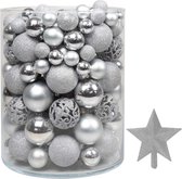 Kerstballen Plastic – Kerstversiering Zilver - Kerstbal Set Van 101 Stuks Met Piek - Voor Een Stijlvolle Kerstboom