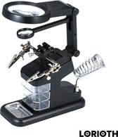 LORIOTH® Soldeer Station - Soldeer Set - Soldeer stand - Multifunctioneel - Praktisch - Inclusief Flexibele Vergrootglas - Led Verlichting - Zwart