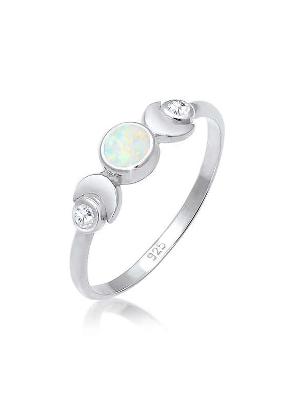 Bagues pour femmes Elli dames demi-lune au design astro vintage avec opale et zircone en argent sterling 925
