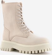 Dames veterboots beige - Beige - Maat 38 - Echt leer