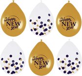 Ballonnen Mix Happy New Year 6ST | Blauw & Goud | Ballonnen | Happy New Year | NIEUW 2022