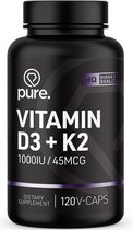 PURE Vitamine D3/K2 - vitaminen - Vitamine D-3 - Vitamine K-2 - vegan capsules