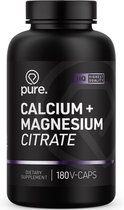 PURE Calcium Magnesium Citraat - 180 V-Caps - mineralen - voor spieren en gewrichten - vegan capsules