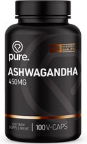 PURE Ashwagandha - 450mg - 100 V-Caps - ashwaganda vegan capsules