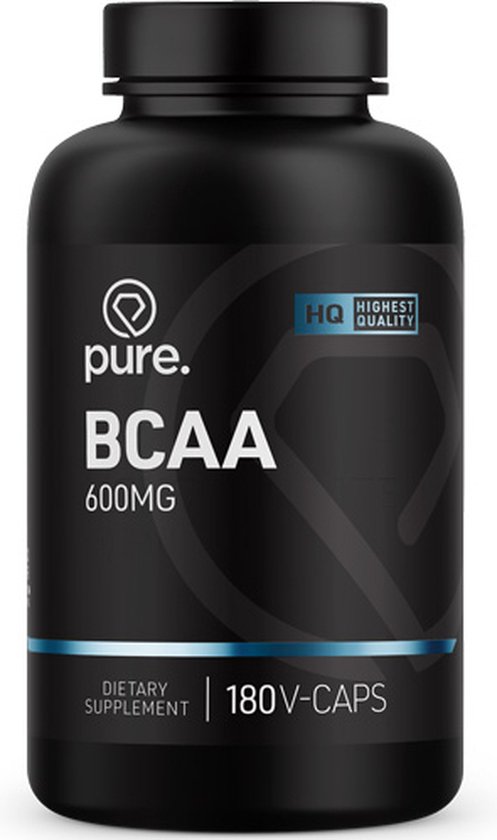 PURE BCAA - 600mg - 180 V-Caps - Leucine - Isoleucine - Valine - branched  chain amino... | bol.com