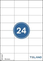 TELANO® Zelfklevende Etiketten A4 120 stuks Verzendetiket - 5 Stickervellen - 24 Stickers per Vel - 70 x 37 mm - Wit - Verzendetiketten