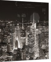 De felle neon verlichting van New York City bij nacht - Foto op Plexiglas - 80 x 80 cm