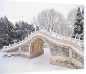 Met sneeuw bedekt bruggetje over Kunming Lake in Beijing - Foto op Plexiglas - 60 x 40 cm