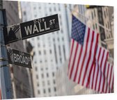 Amerikaanse vlaggen op Wall Street in New York City - Foto op Plexiglas - 60 x 40 cm