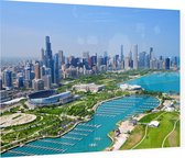 Lake Michigan en skyline van Chicago in Illinois - Foto op Plexiglas - 90 x 60 cm