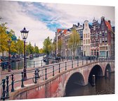 Hollandse grachtenpanden aan een Amsterdamse gracht - Foto op Plexiglas - 60 x 40 cm