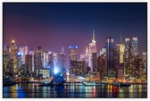 Indrukwekkende skyline van New York in neon verlichting - Foto op Akoestisch paneel - 120 x 80 cm