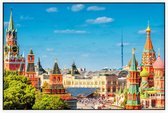 Kleurrijke blik op het Rode Plein en Kremlin in Moskou - Foto op Akoestisch paneel - 225 x 150 cm