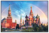 Regenboog over het Rode Plein en Kremlin in Moskou - Foto op Akoestisch paneel - 150 x 100 cm