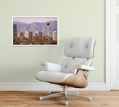 Skyline van Las Vegas en The Strat voor Red Rock Canyon - Foto op Forex - 90 x 60 cm