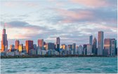 Downtown Chicago skyline bij zonsondergang in Illinois - Foto op Forex - 90 x 60 cm