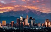 Panorama van Los Angeles met zonsondergang - Foto op Forex - 45 x 30 cm