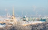 De Hermitage van Sint-Petersburg in winters landschap - Foto op Forex - 90 x 60 cm