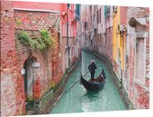 Italiaanse gondelier door de groene wateren van Venetië - Foto op Canvas - 60 x 40 cm