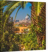 Uitzicht op de koepel van Vaticaanstad in Rome - Foto op Canvas - 100 x 100 cm