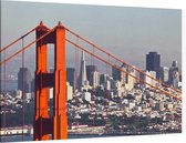 Downtown San Francisco met de Golden Gate Bridge - Foto op Canvas - 90 x 60 cm